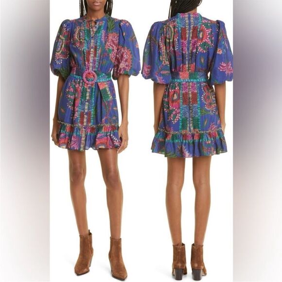FARM Rio Dresses & Skirts - New FARM Rio Sunset Tapestry Belted Cotton Blend Minidress Sz XXS
